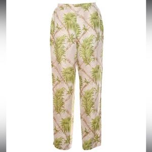 Talbots Bamboo Print Linen Trousers